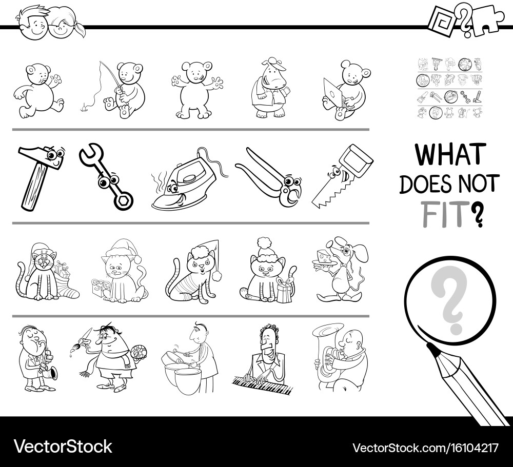 Wrong picture in a row coloring game Vector Image