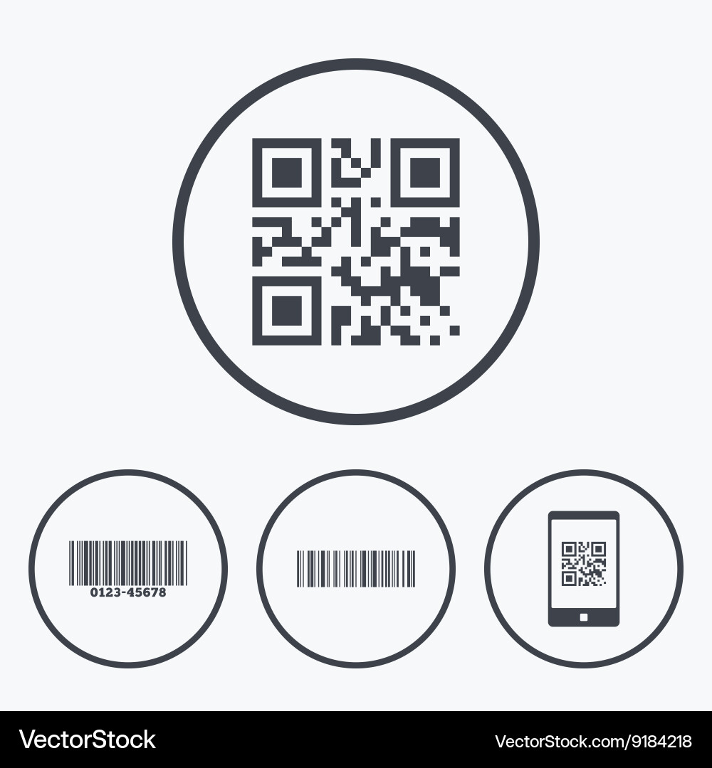 Bar and qr code icons scan barcode symbol Vector Image