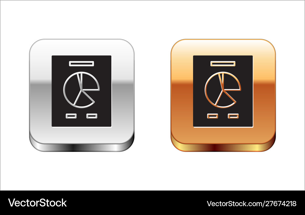 Black document with graph chart icon isolated Black document with graph chart icon isolated Vector Image