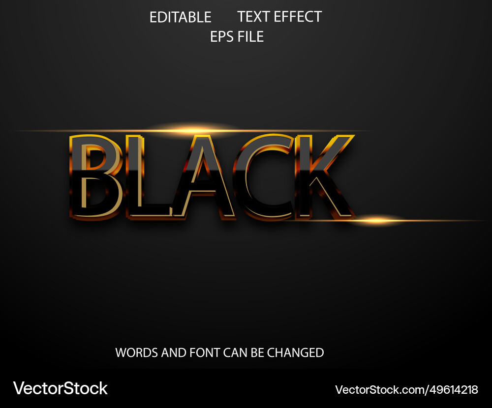 Black text effect font editable typography 3d vector image