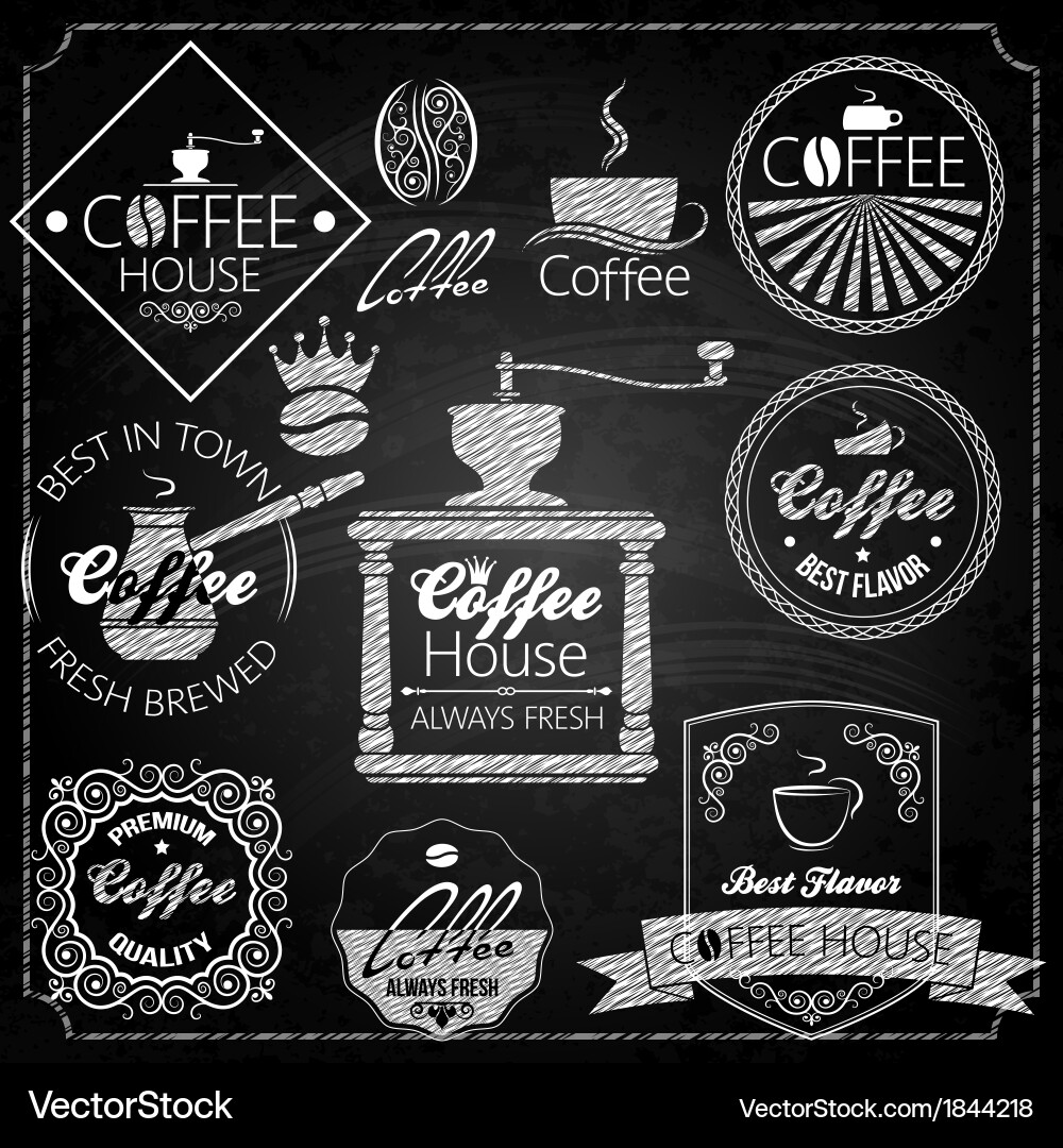 Coffee set elements chalkboard Royalty Free Vector Image
