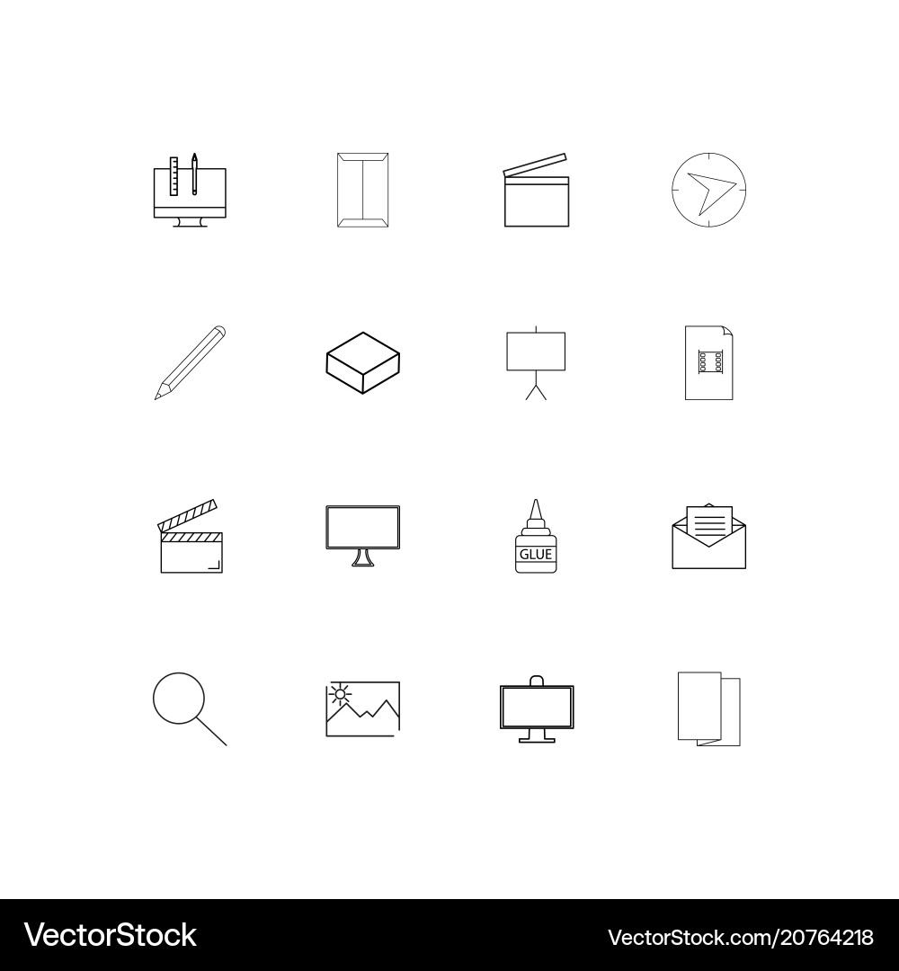 Creative process and design linear thin icons set vector image