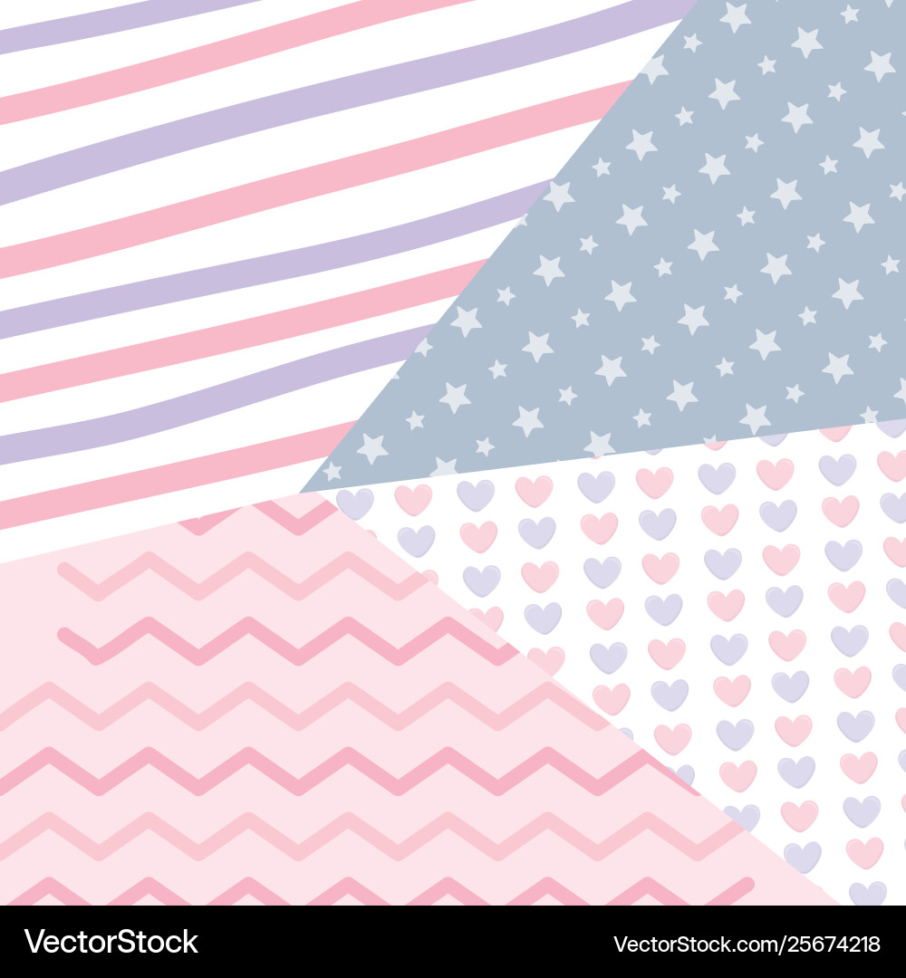Curve and zigzag line stars heart background vector image