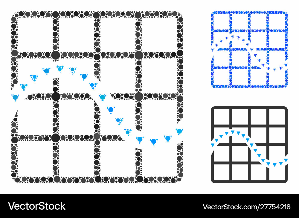 Dotted function chart mosaic icon circles Dotted function chart mosaic icon circles Vector Image