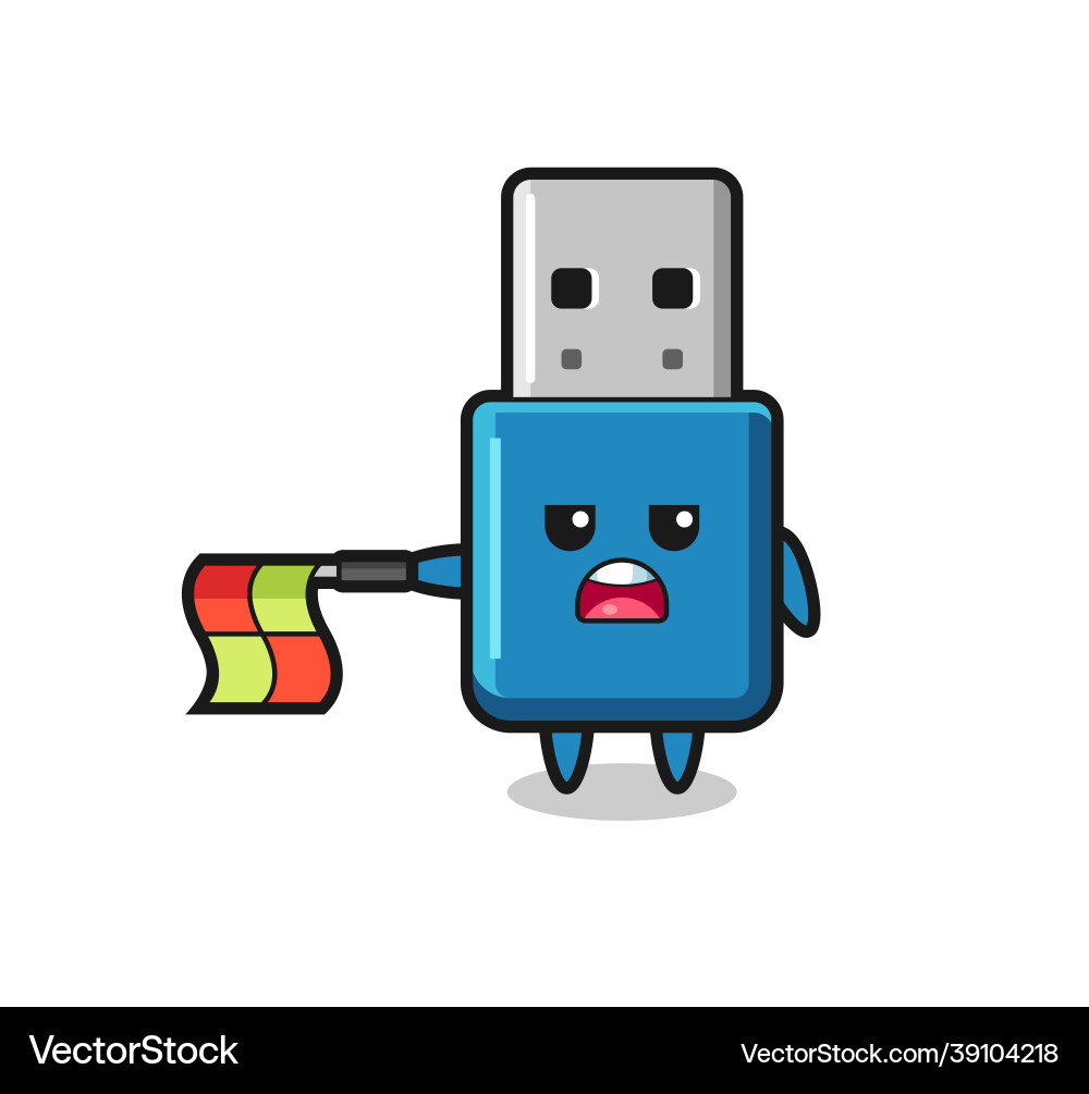 Flash drive usb character as line judge hold Flash drive usb character as line judge hold Vector Image