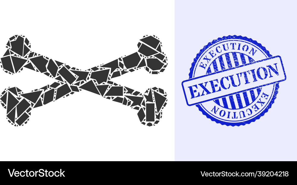 Fragment mosaic bones icon with execution distress Fragment mosaic bones icon with execution distress Vector Image