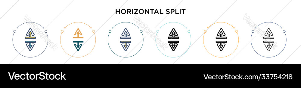 Horizontal split icon in filled thin line outline Vector Image