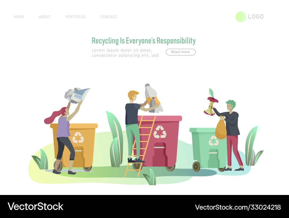 Landing Page Template mit Menschen recyceln Sortier Landing Page Template mit Menschen recyceln Sortier vektorbild