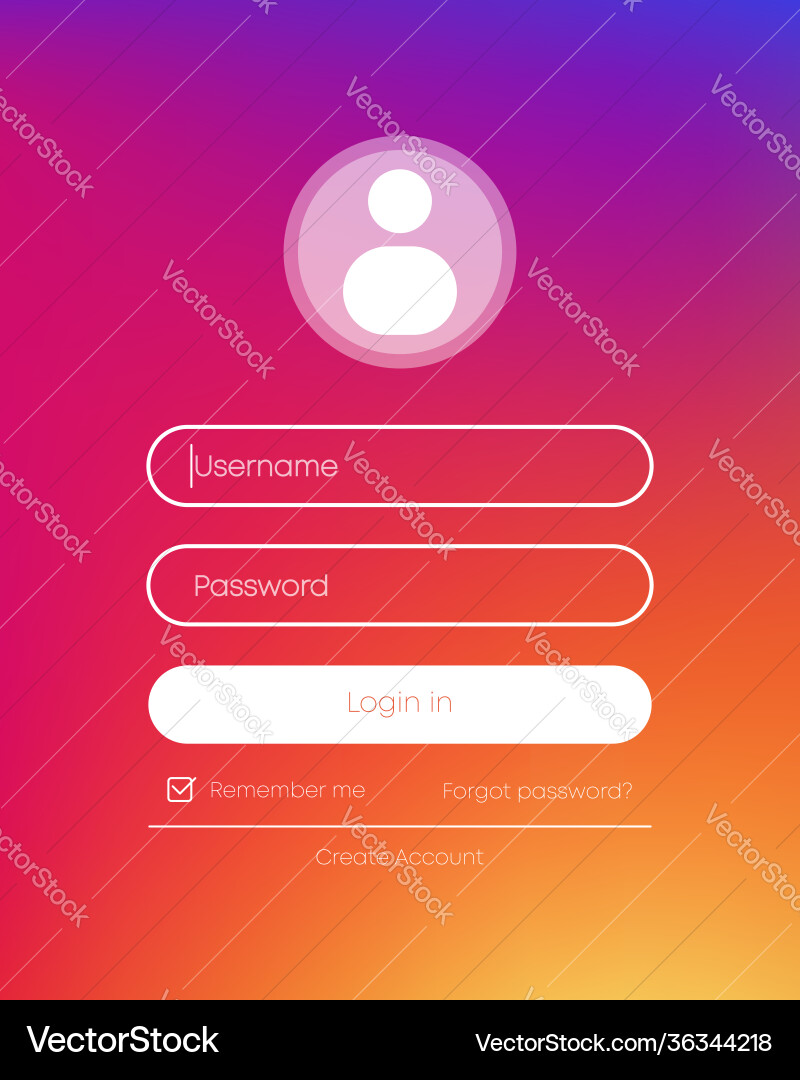 Login form on gradient background flat design vector image
