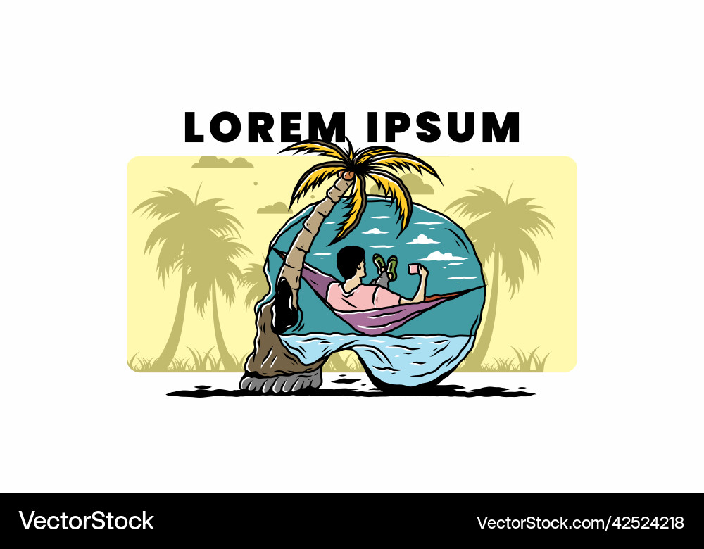 Man on hammock in skull shape Man on hammock in skull shape vector image