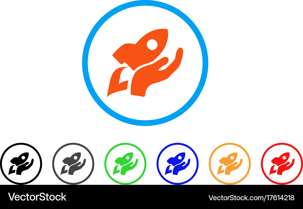 Manual rocket launch rounded icon vector image