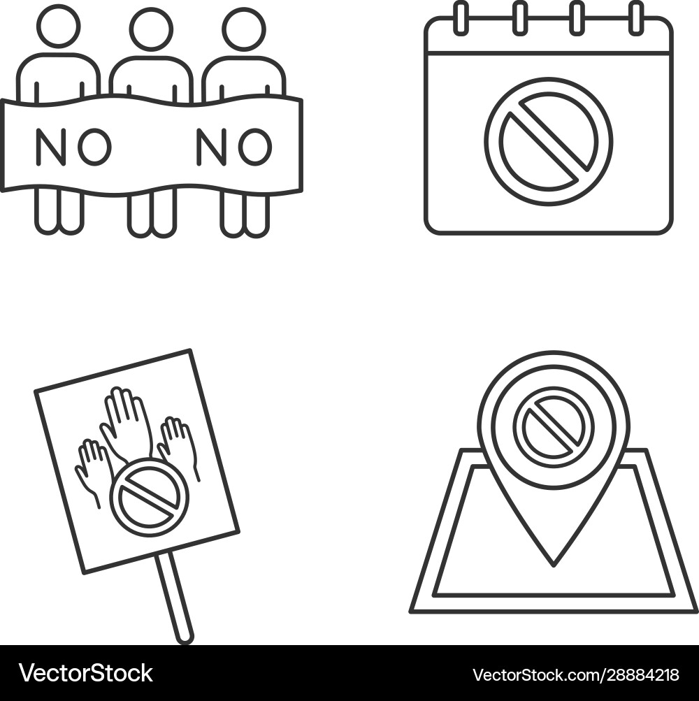 Protest action linear icons set Vector Image
