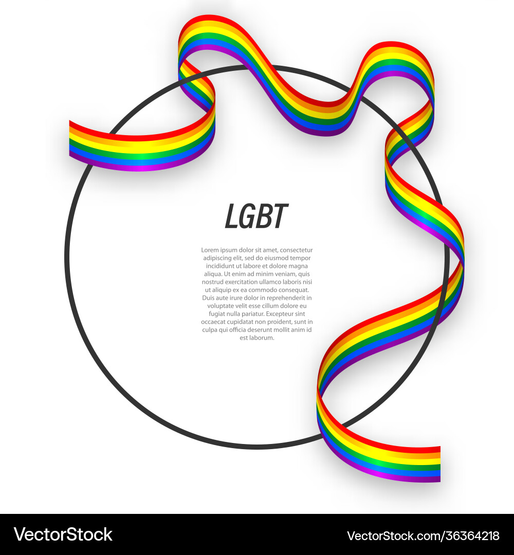Rainbow Ribbon Pride Flagge auf Kreis Vektorbild