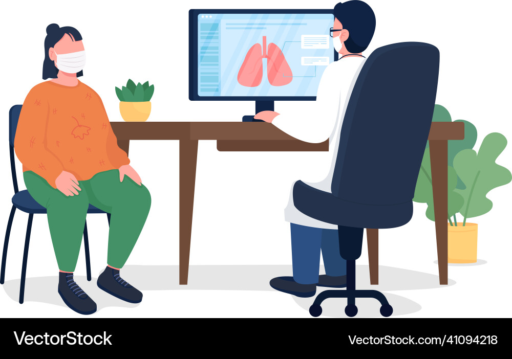 Respiratory doctor consultation flat color Respiratory doctor consultation flat color vector image