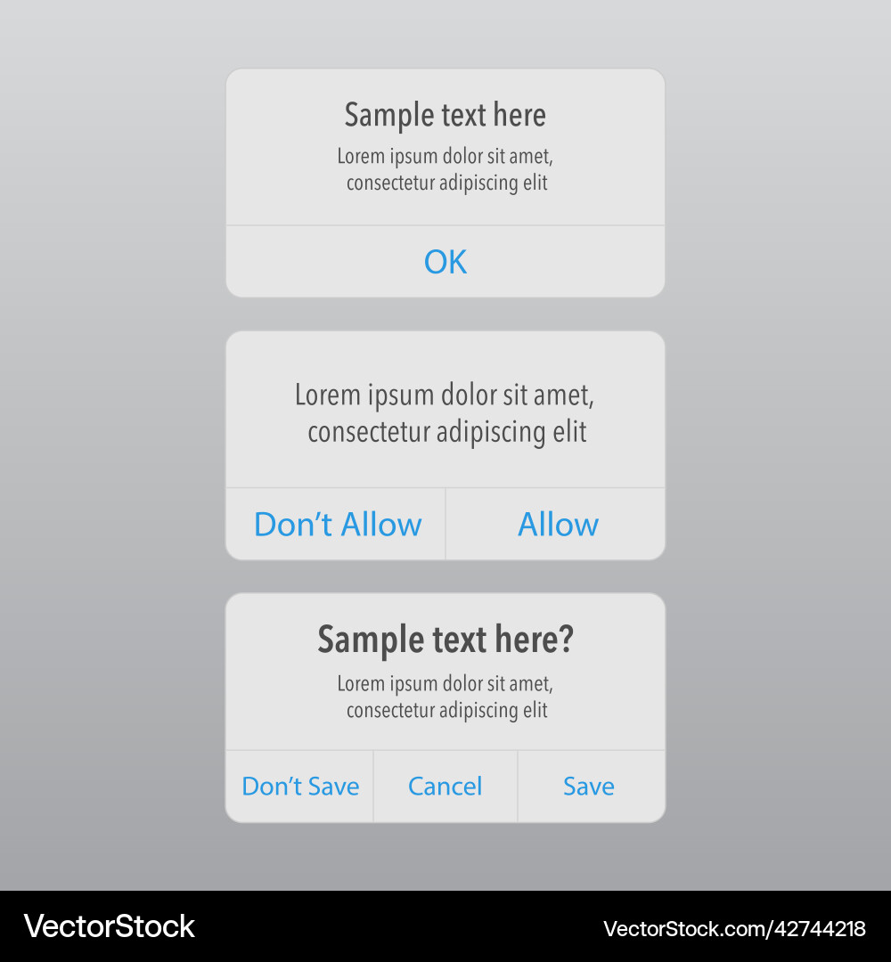 Sample information message set Sample information message set vector image