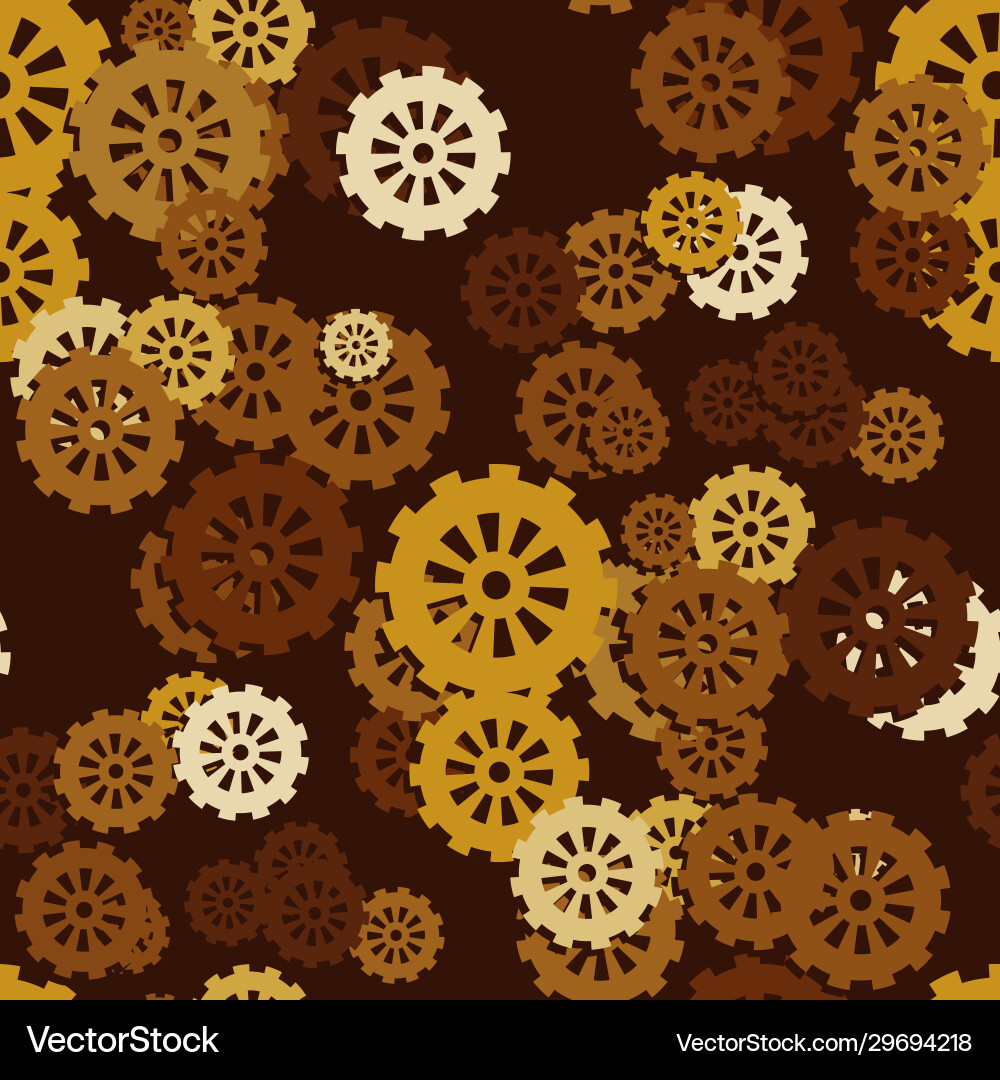 Seamless pattern mechanical gears on a dark Seamless pattern mechanical gears on a dark vector image