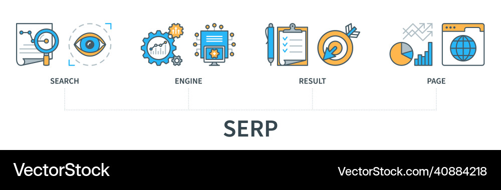 Serp concept with icons search engine result Vector Image