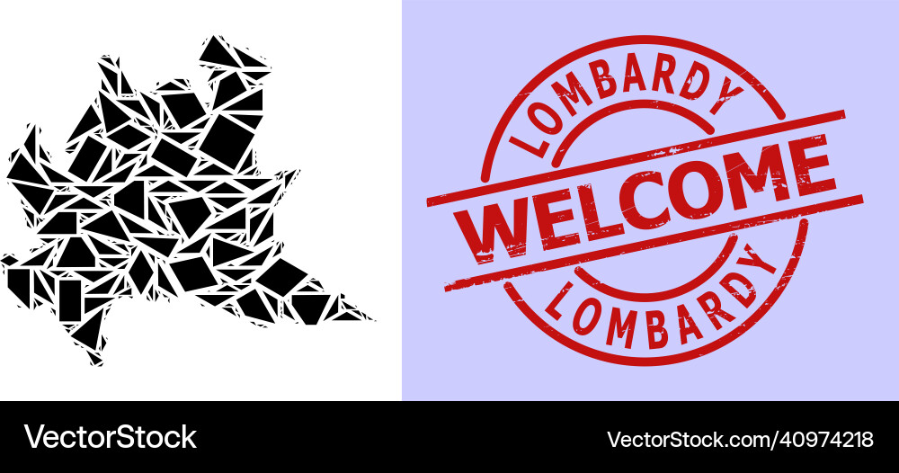 Simple geometric mosaic map of lombardy region Vector Image