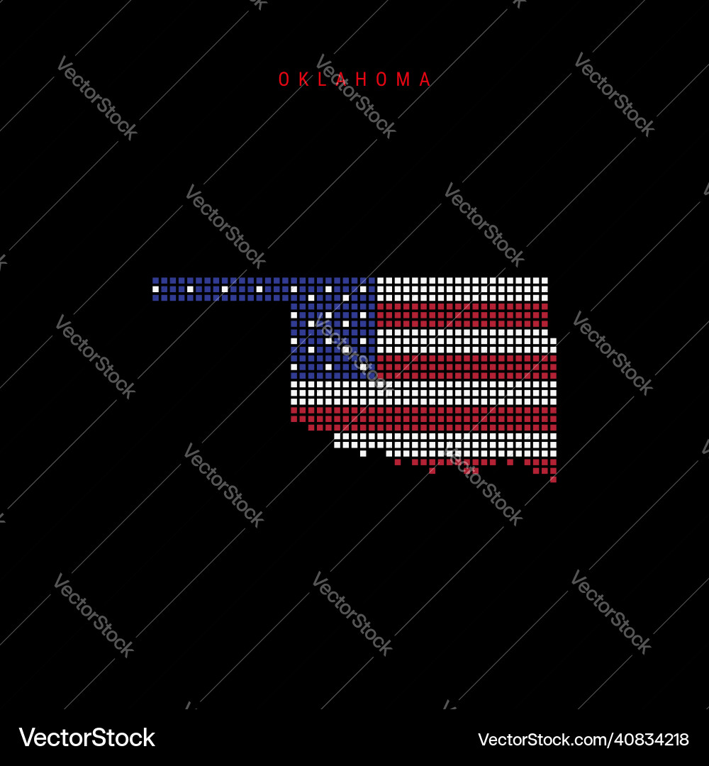 Square dots pattern map of oklahoma dotted pixel Square dots pattern map of oklahoma dotted pixel Vector Image