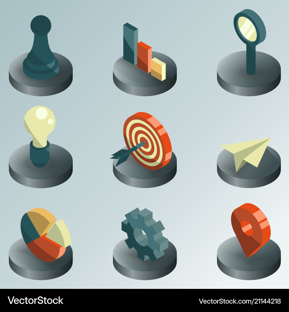 Startup color isometric icons Startup color isometric icons vector image
