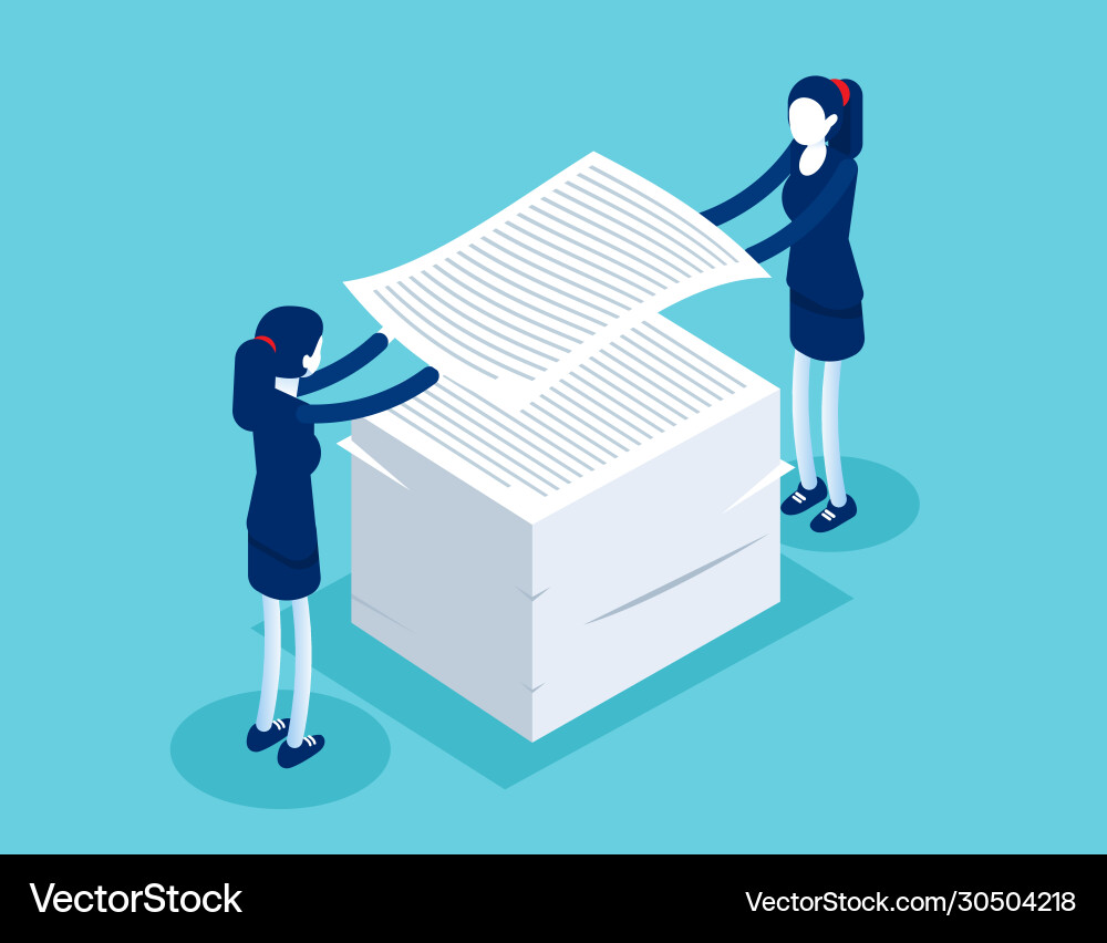 Studying working documentation and teamwork Studying working documentation and teamwork vector image