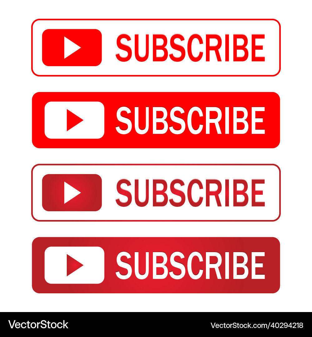 Subscriber button collection design red and white Subscriber button collection design red and white vector image