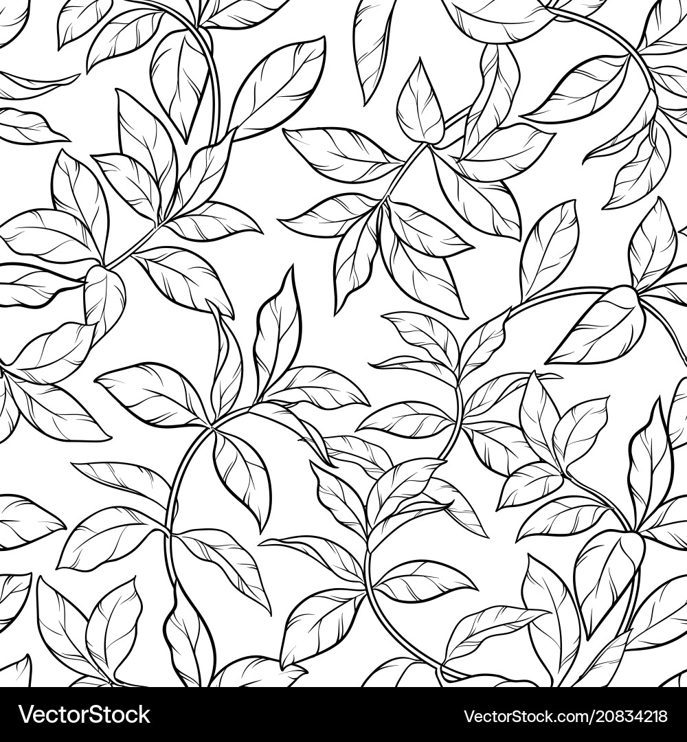 Tea Leaf Pattern - Botanical Seamless Vector Image