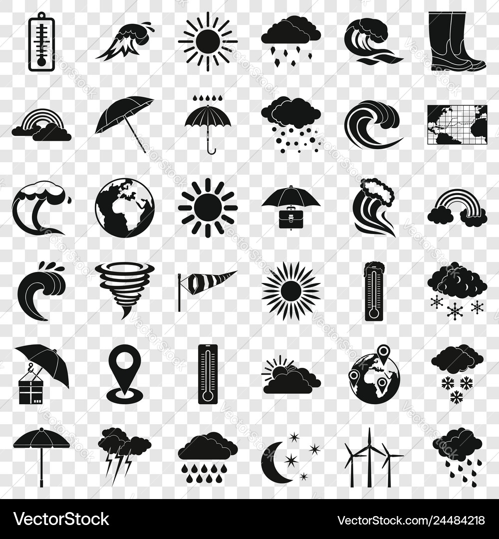 Weather icons set simple style Weather icons set simple style Vector Image