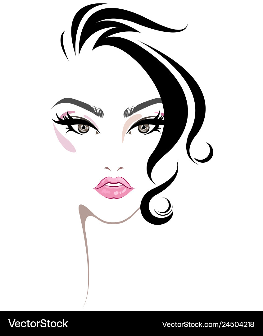Women's Short Hair Makeup Icon vector image