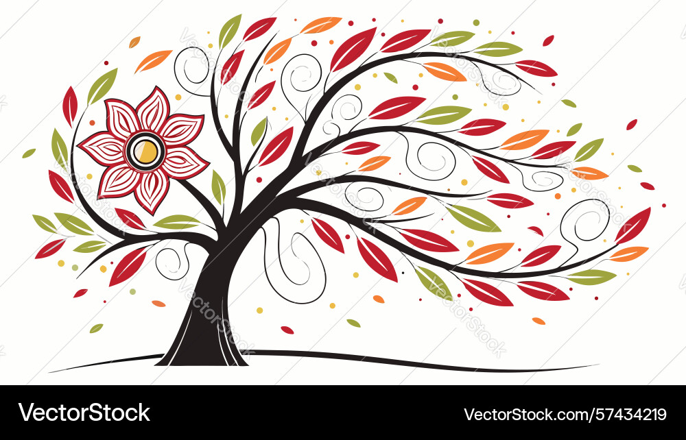 Abstract tree with floating balloons and playful Vector Image