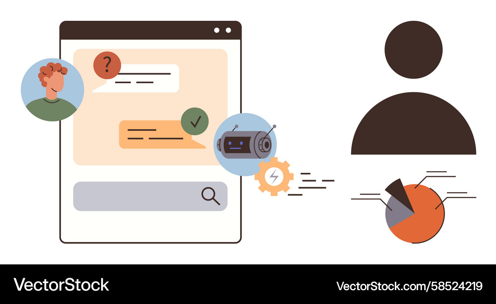 AI Chatbot Interface & User Insights Vector Image