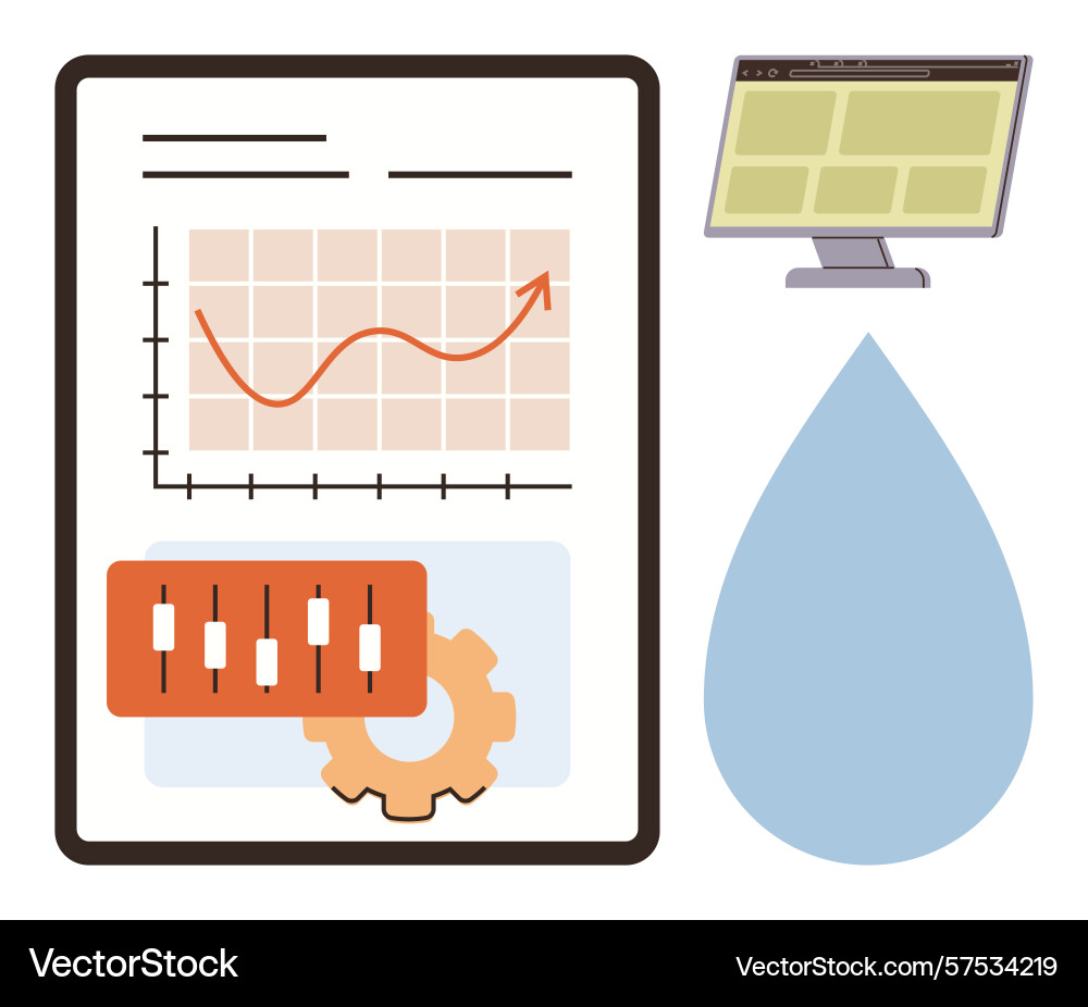 Analytics report with growth chart settings Analytics report with growth chart settings vector image