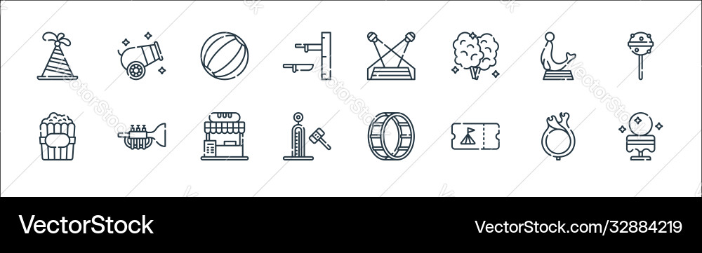 Circus line icons linear set quality Circus line icons linear set quality vector image