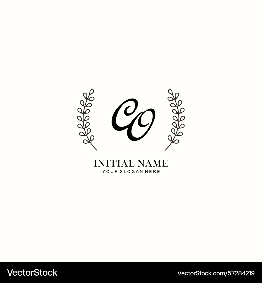 Co initial logo templates with botanical elements Co initial logo templates with botanical elements Vector Image