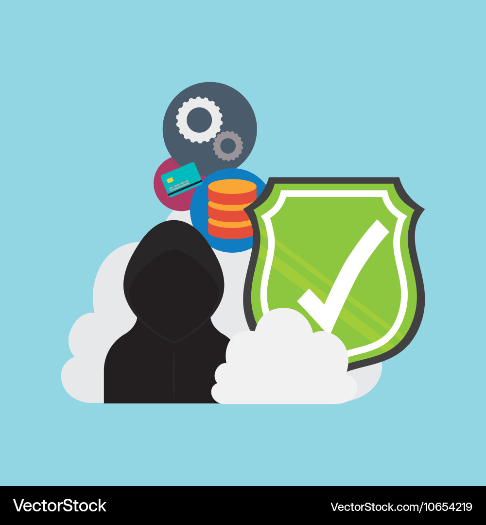Cyber security system and media design vector image