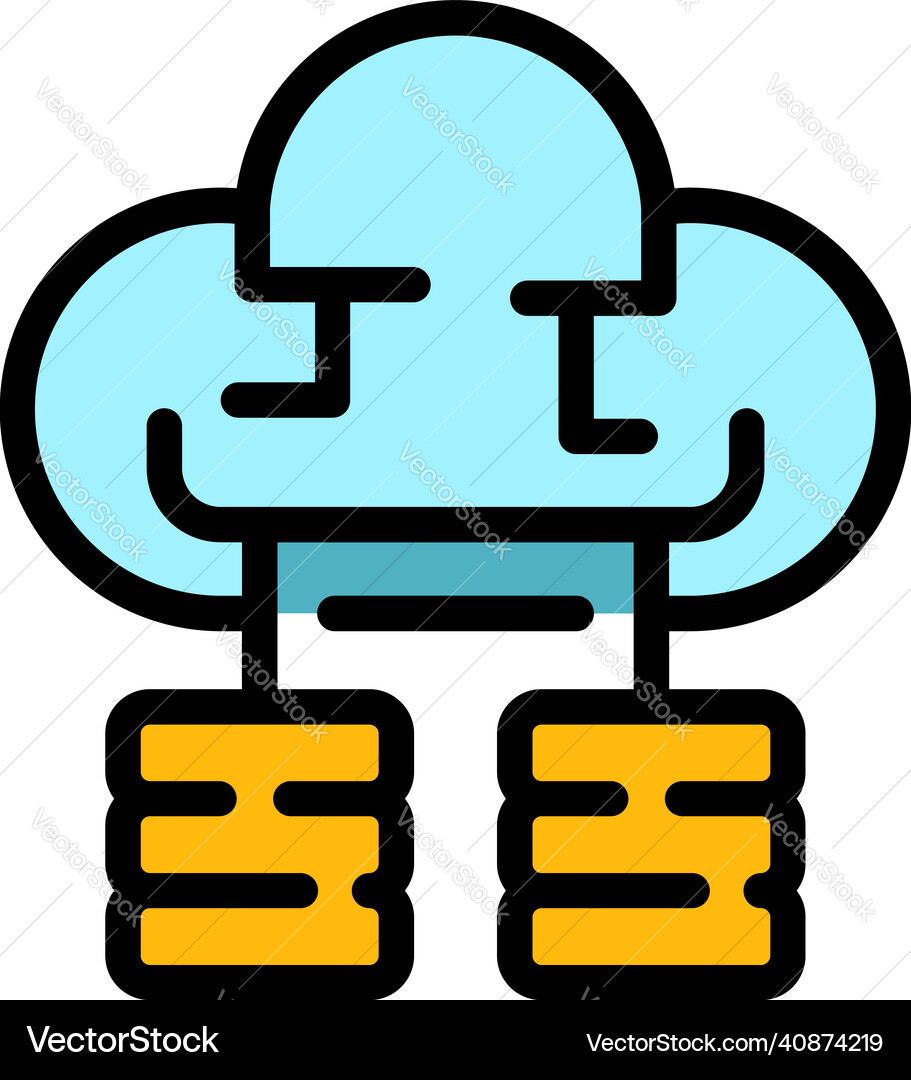 Database cloud icon color outline Database cloud icon color outline vector image
