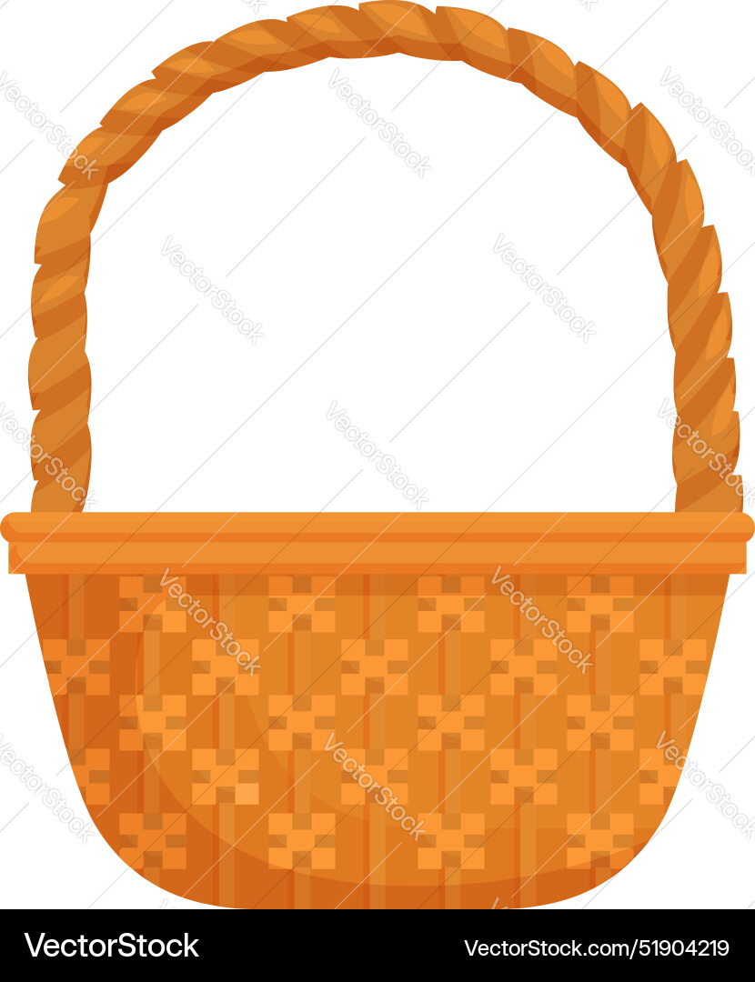 Empty wicker basket standing with woven handle Empty wicker basket standing with woven handle vector image