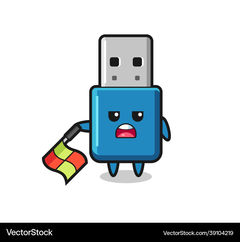 Flash drive usb character as line judge hold Vector Image