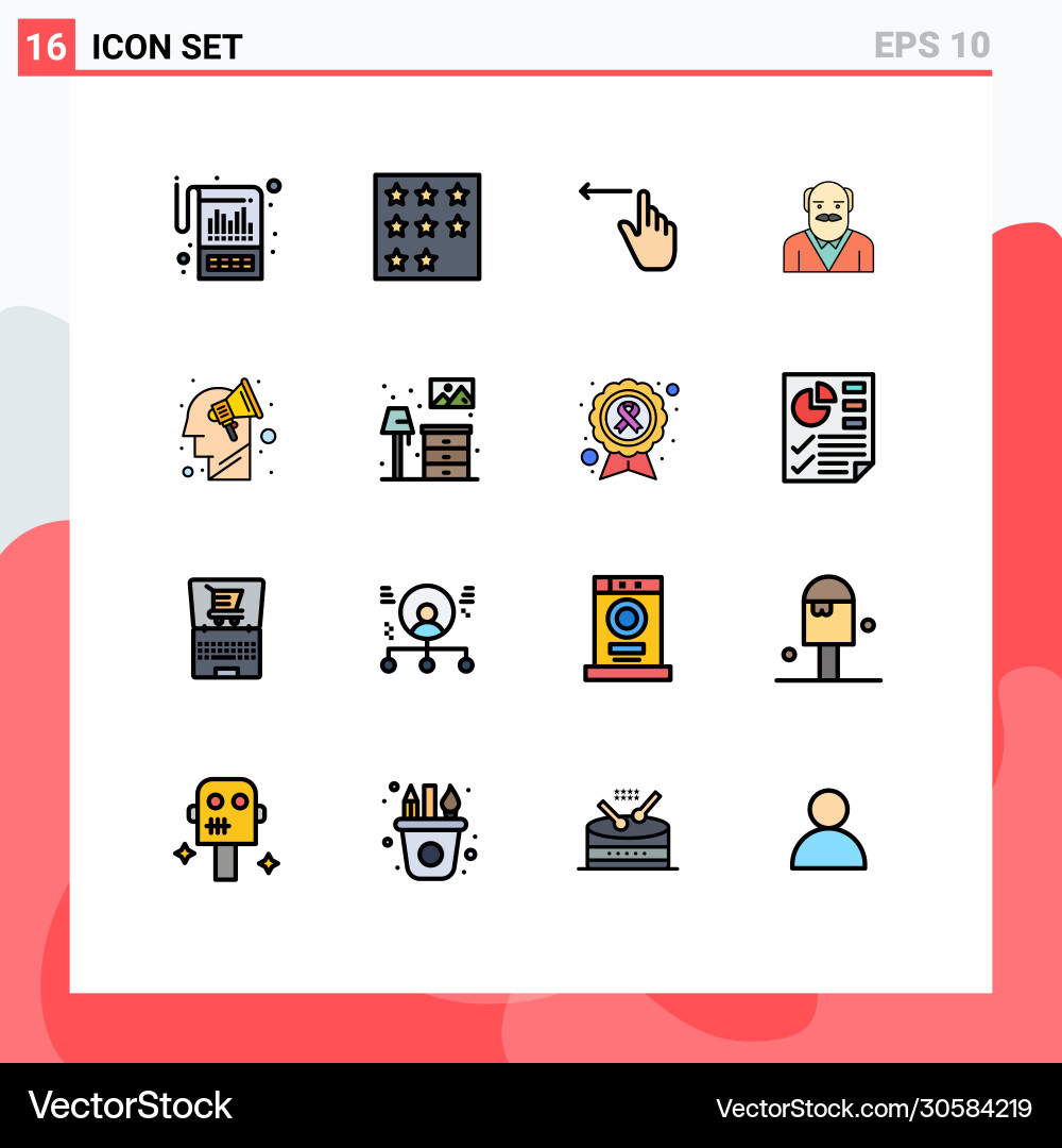 Group 16 modern flat color filled lines set Vector Image