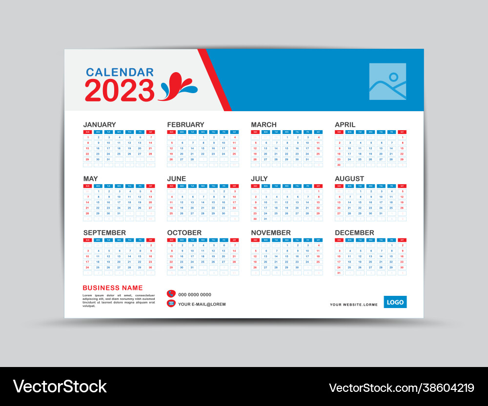 Horizontal quarterly calendar for 2023 Horizontal quarterly calendar for 2023 vector image