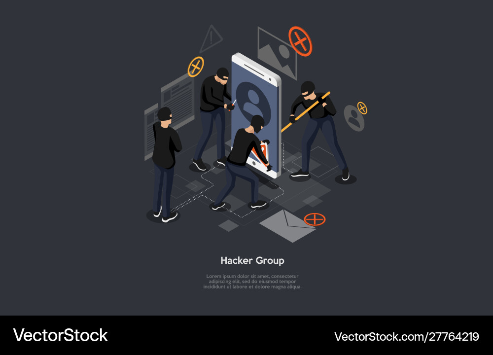 Isometric hacker attack concept internet Isometric hacker attack concept internet vector image