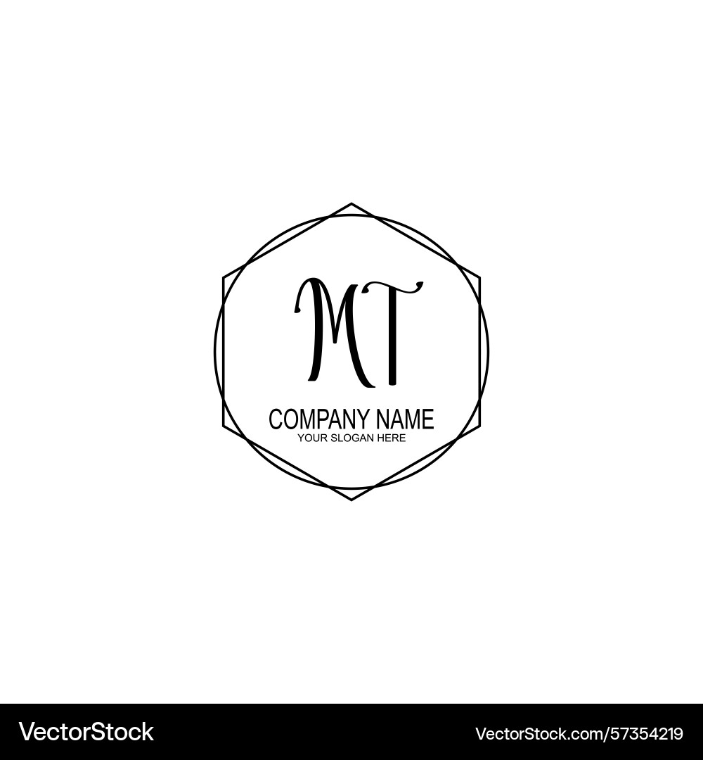 Minimalist handwritten mt initial logos with soft Vector Image