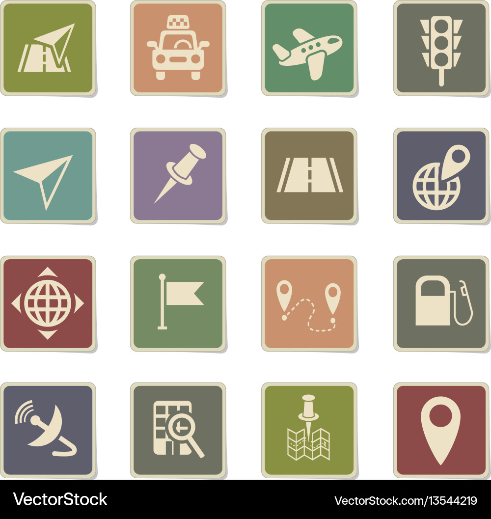 Navigation transport map icon set Navigation transport map icon set vector image
