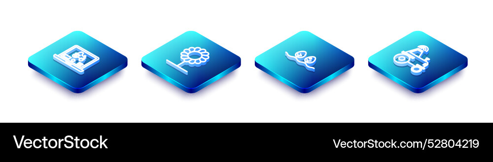 Set isometric line laptop application for smart Set isometric line laptop application for smart vector image