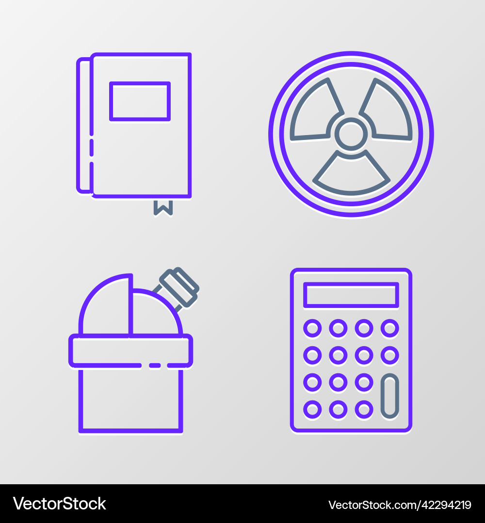 Set line calculator astronomical observatory Set line calculator astronomical observatory vector image