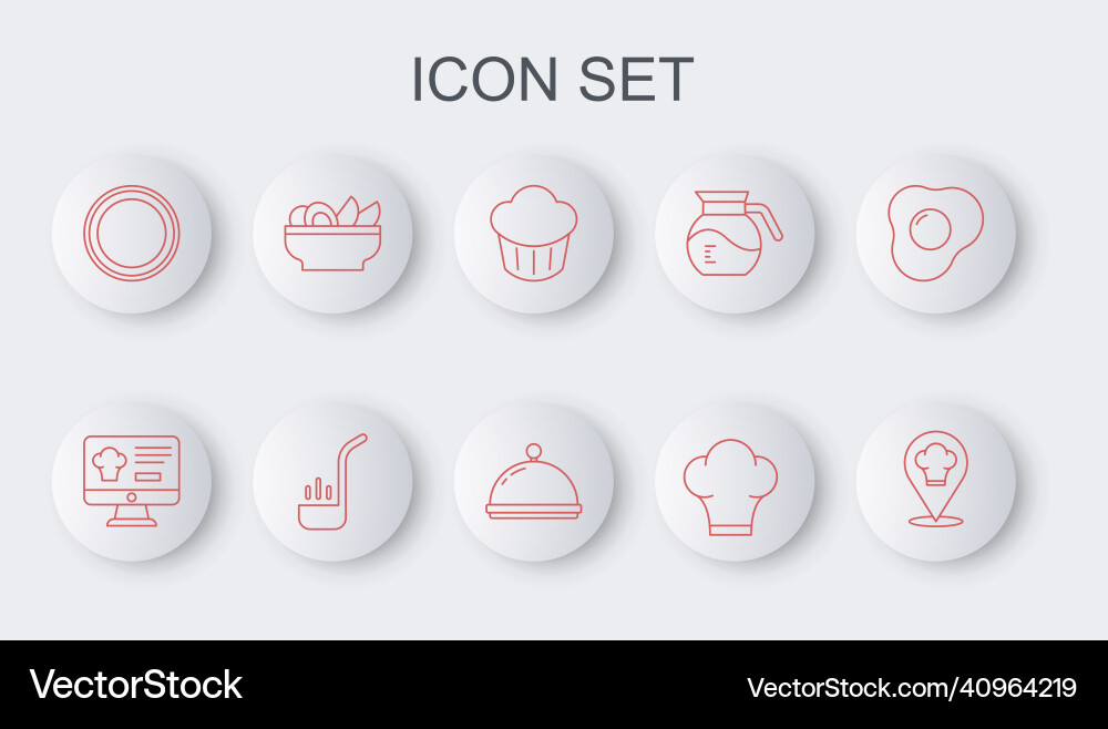 Set line chef hat with location online ordering Set line chef hat with location online ordering vector image