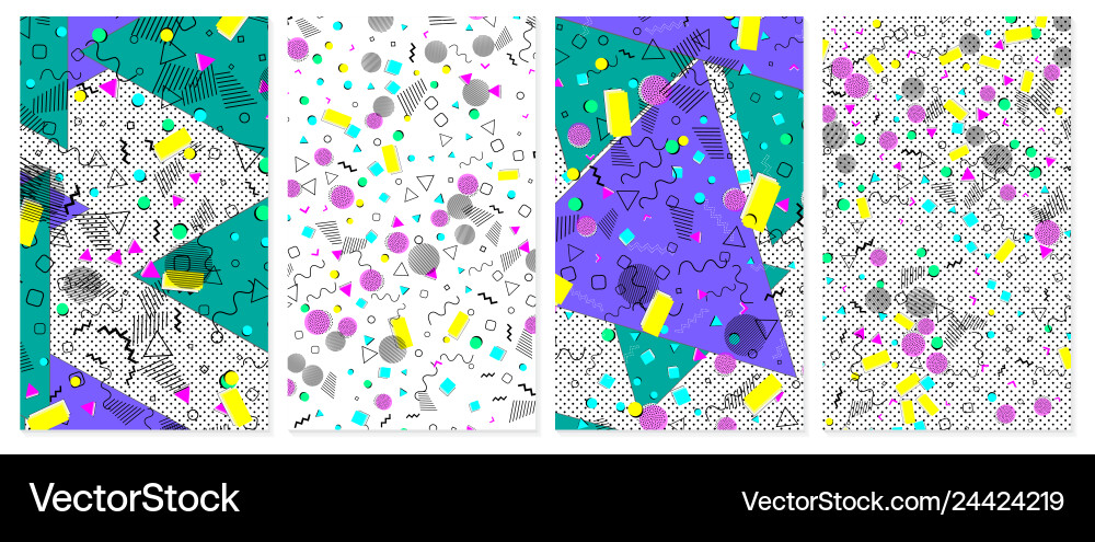 Set of memphis pattern pop art color background Set of memphis pattern pop art color background vector image