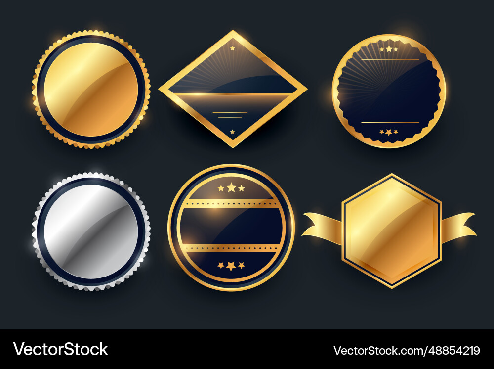 Set of shiny and empty badge label element banner vector image