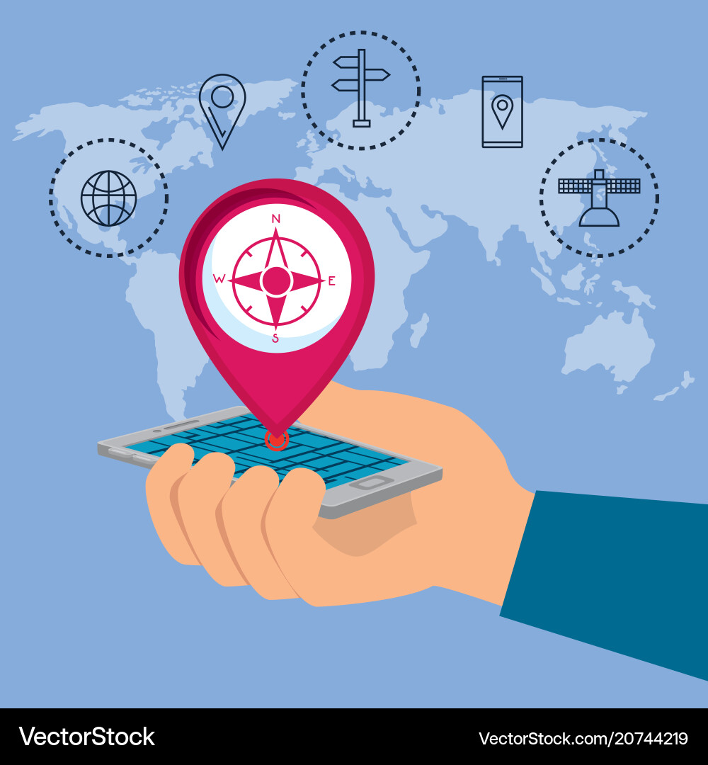 Smartphone with gps navigation app Smartphone with gps navigation app vector image