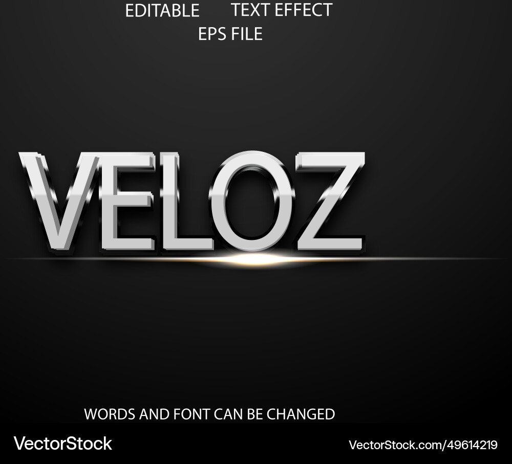 Veloz text effect font editable typography 3d vector image